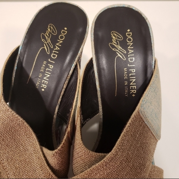 Donald J. Pliner Purple and Blue Artistic Platform Wedge  Sandals - Picture 9 of 9